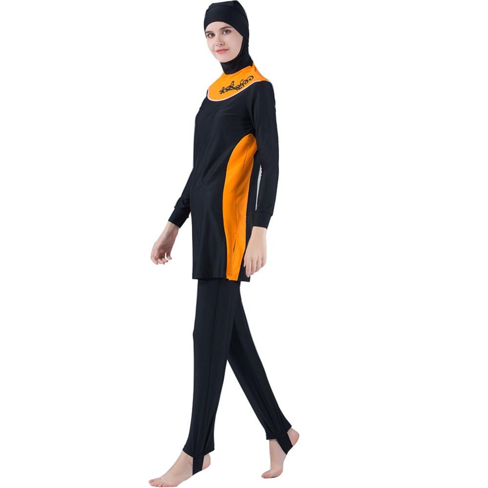 Haofan s -4xl kvinder muslimsk badetøj hijab muslim islamisk plus size badedragt svøm surf surf slid sport burkinis