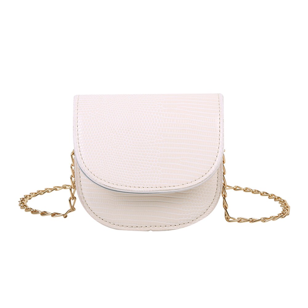 Bolso bandolera Vintage informal de cuero para mujer, Bolso pequeño de hombro con solapa, cadena pura, bolso de mensajero: Blanco