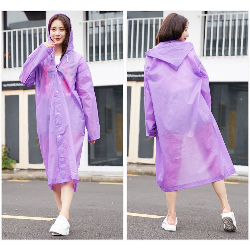 EVA Transparent Raincoat Women Clear Waterproof Rain Coat Women for Rain Cloak Jacket Female Poncho Raincoats Yellow Rainwear: Purple