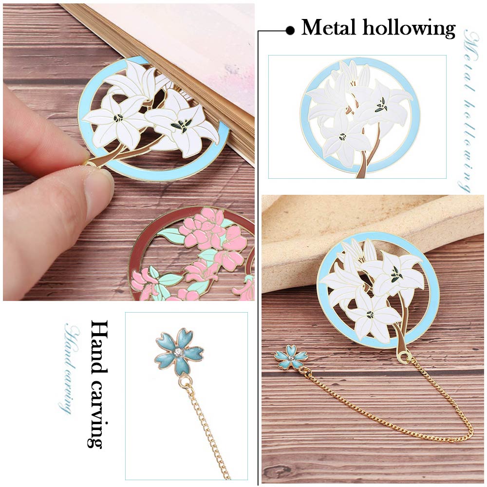 1PC Chinesischen Stil Gruppe Fan Form Metall Lesezeichen Höhlte Pflanze Blume Buch Clip Mit Quaste Anhänger Schule Büro versorgung