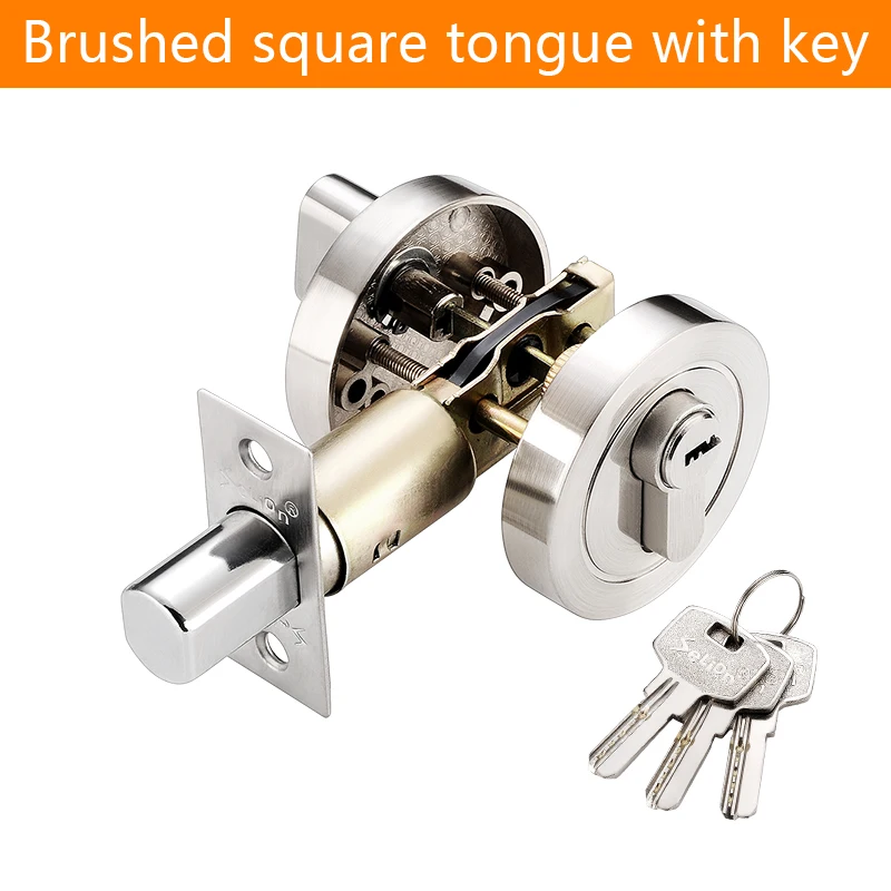 Invisible Door Lock With Key Indoor Bedroom Household Door Bolt Round Lock Wooden/Iron Door Universal Anti-theft Safety Locks: Greyish Brown