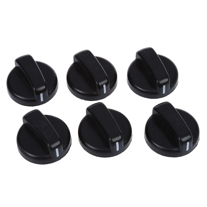 6 PCS Kitchen Black Plastic Gas Stove Cooker Control Knobs: Default Title