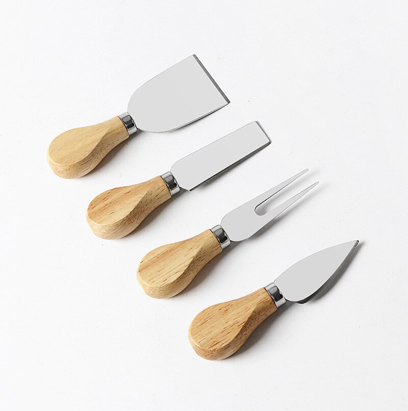4 st trähandtag ostbräde set ek bambu bröd pizza ostskärare kniv skärare bakverktyg kök matlagning verktyg