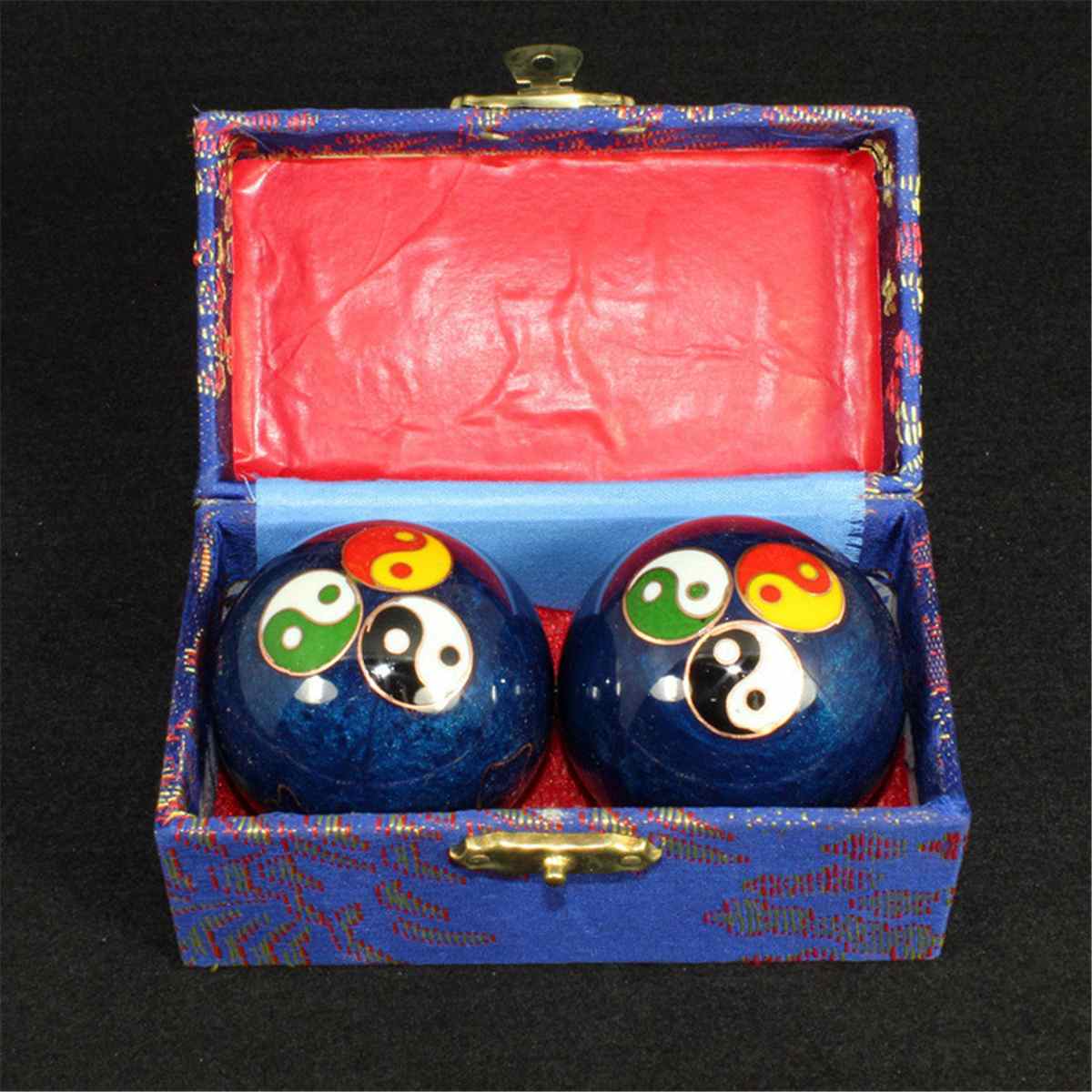 Bolas de meditación China para la salud diaria dedo mano ejercicio alivio estrés Baoding bolas de masaje terapia de relajación bolas de mano 47mm: Azul