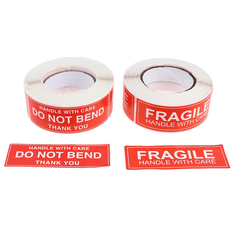 250 Fragile Stickers 1x3in Handle with Care Thank You 500 / Roll Warning Labels