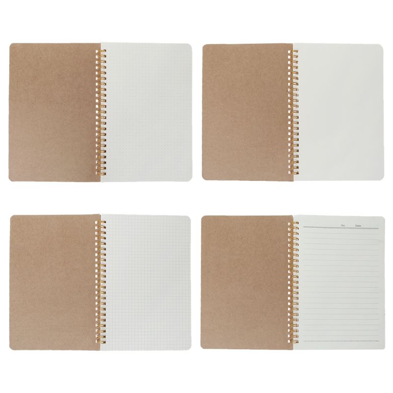 A5 Bullet Notebook Kraft Dot Grid Time Management Blank Book Spiral Journal Weekly Planner School Office Supplies