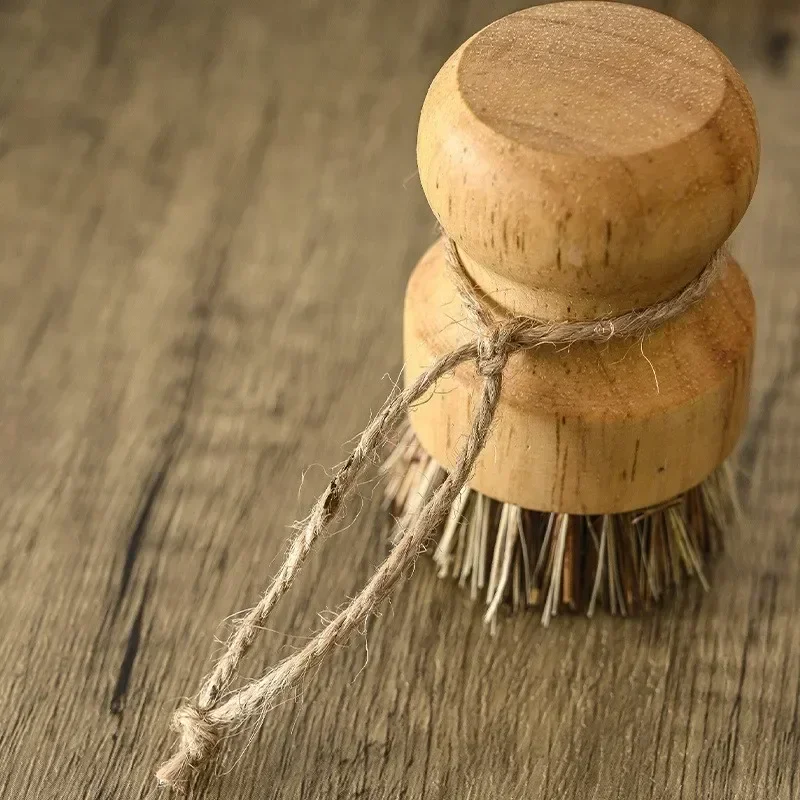 Brosse à vaisselle de cuisine avec manche en bois et noix de coco en sisal, outils de nettoyage multifonctions, brosse à récurer