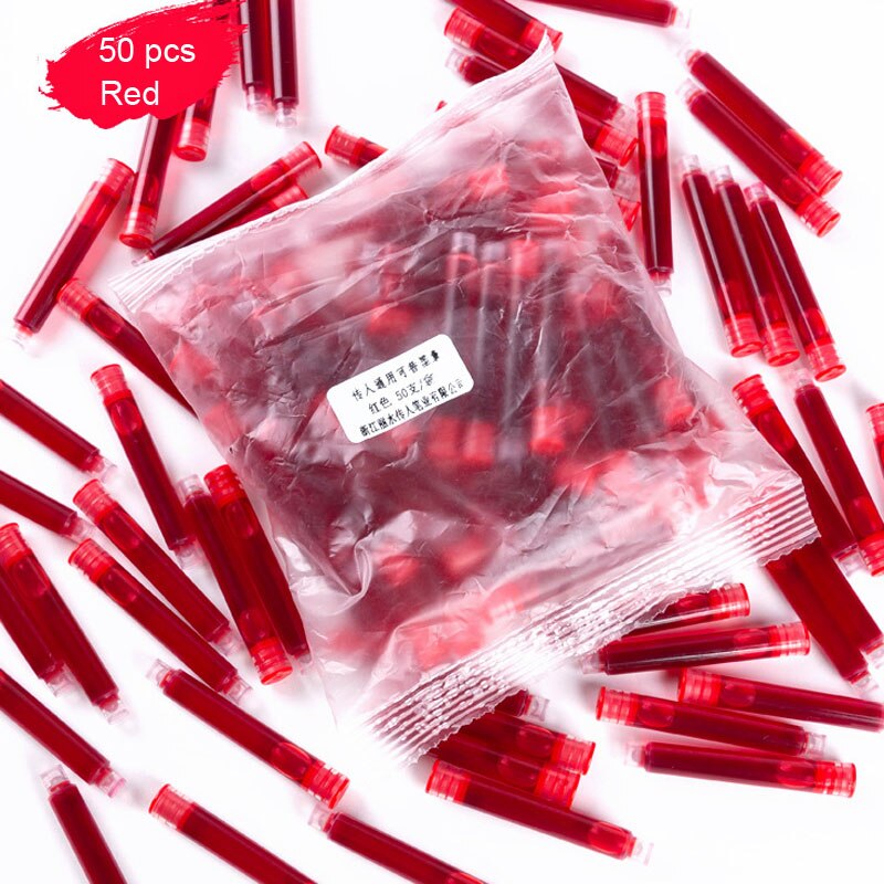 arc-en-ciel couleur EF plume stylo plume pour enfants écriture école fournitures de bureau papeterie stylo écriture outil stylos encre sac: 50 pcs  red