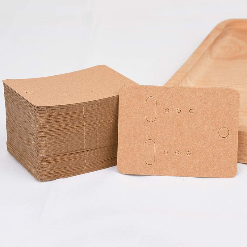 50 stks/partij 3.8x4.8cm blanco kraftpapier oorbel display kaarten oorbel pakket hang tag kaart voor diy ear studs sieraden display kaart