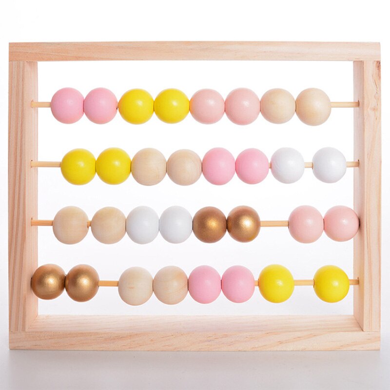 Montessori Toy Natural Wooden Abacus With beads Craft Baby Early Learning Educational Toys Baby Room Decor ins pop Toys: C-Yellow