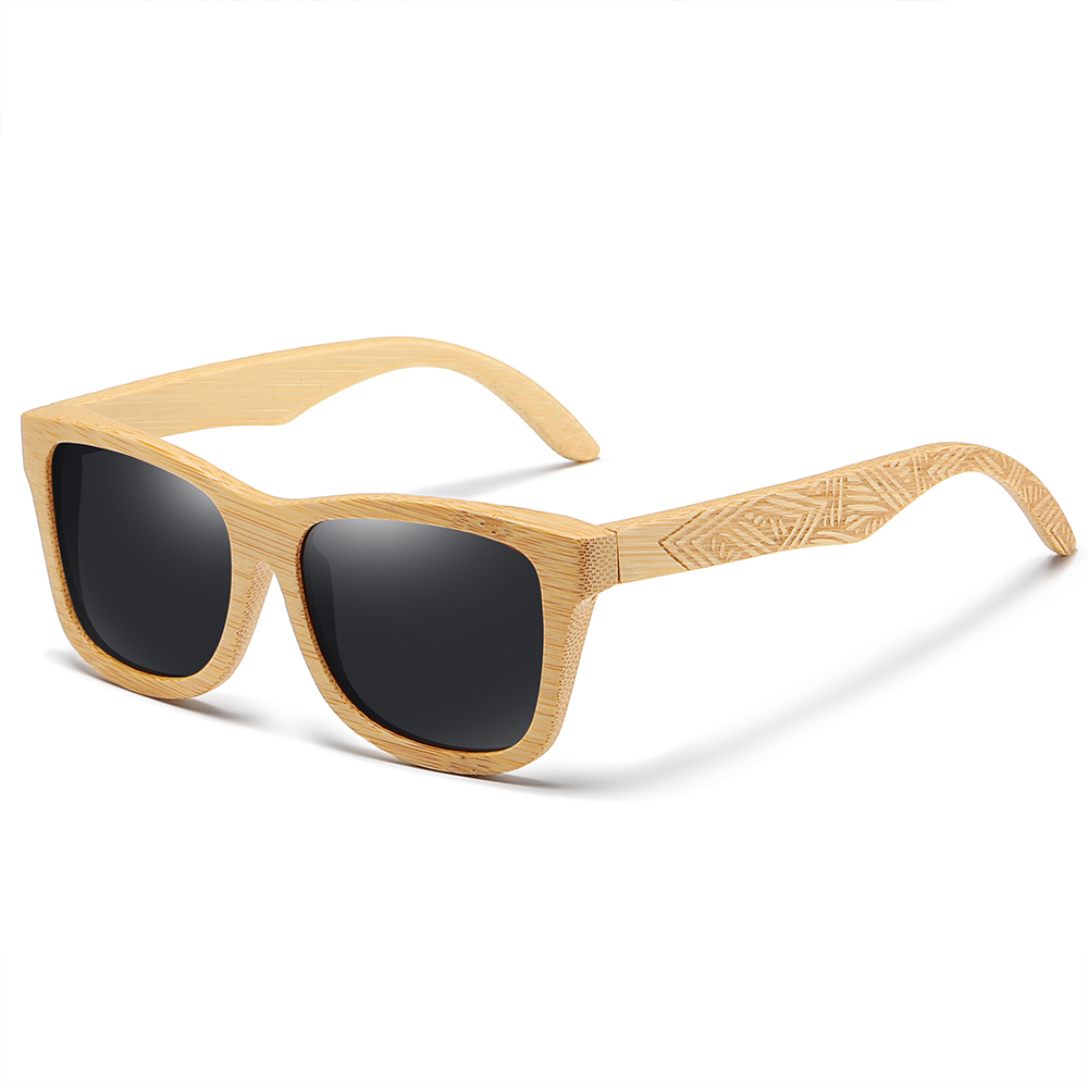 Gm Brand Handgemaakte Natuurlijke Houten Bamboe Zonnebril Luxe Zonnebril Gepolariseerde Houten Oculos De Sol Masculino: Black