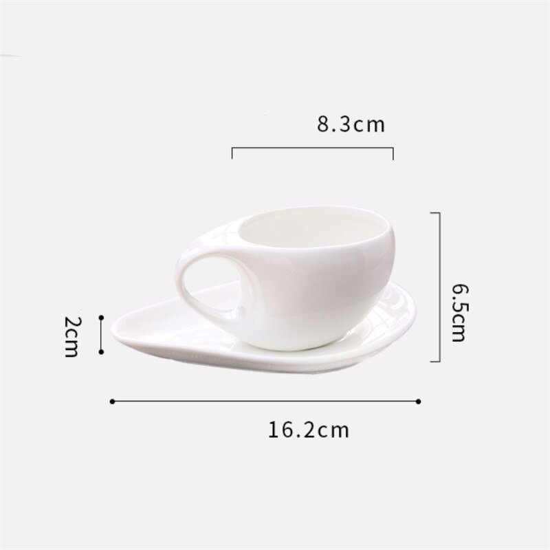 Tasse à café en céramique, style européen tordu, avec soucoupe, tasse à thé créative de l&#39;après-midi, porcelaine blanche, pour eau et lait, verres: Default Title