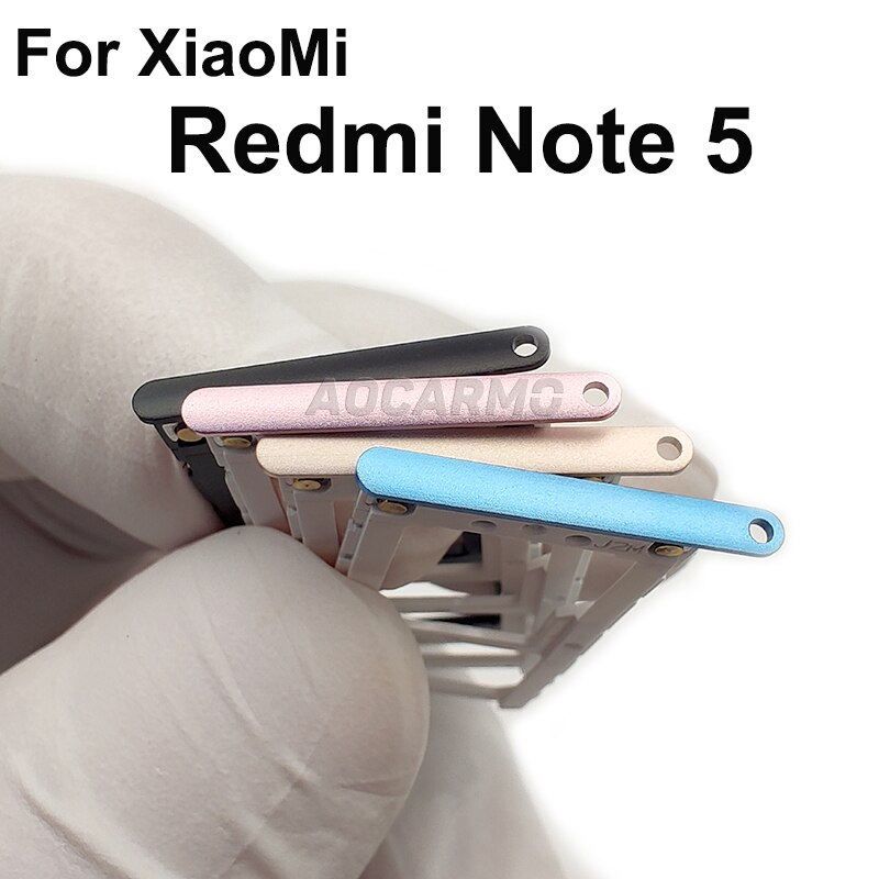 Aocarmo Für XiaoMi Redmi Hinweis 5 5A Metall Kunststoff Nano Sim Karte Tablett MicroSD Slot Halfter Ersatz Teil