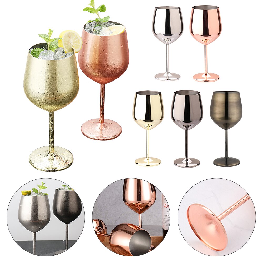 Wine Glasses Stainless Steel Red Wine Goblets Food Grade Juice Drink Goblet Shatterproof Party Barware Kitchen Tools 500ml