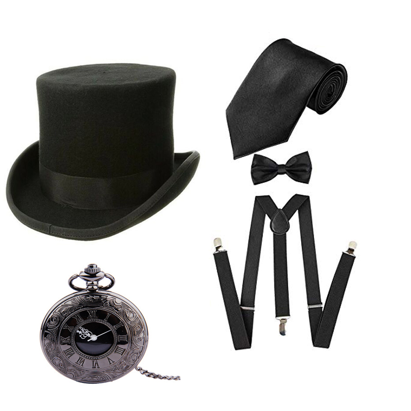 1920s herre store gatsby tilbehør sæt brølende 20s 30s retro gangster kostume halskæde gentleman's pipe lommeur supenders