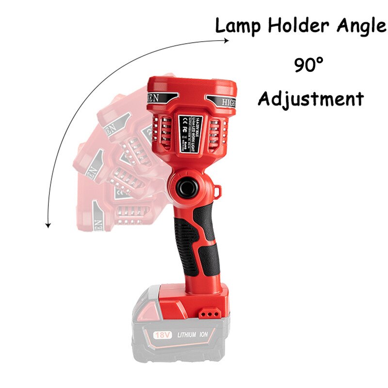 12W Led Lamp Werk Licht Zaklamp Werk Voor Milwaukee 18V M18 Li-Ion Batterij, met 4LED Lichten Outdoor Verlichting
