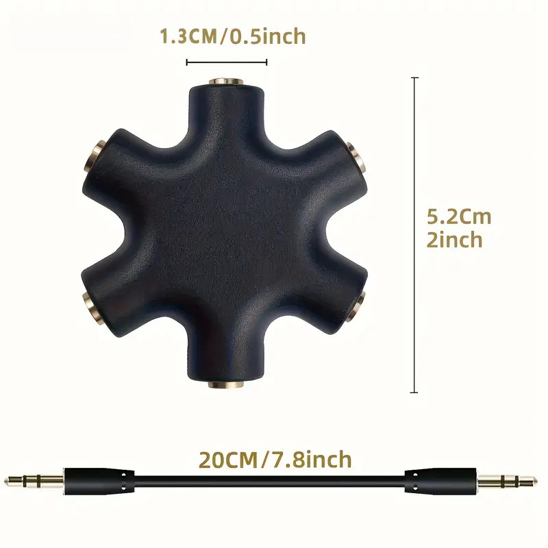 Répartiteur Audio 3.5mm avec câble adaptateur, 1 mâle à 5 femelles, câble séparateur Audio pour écouteurs, convertisseur de sortie sonore Aux multi-ports