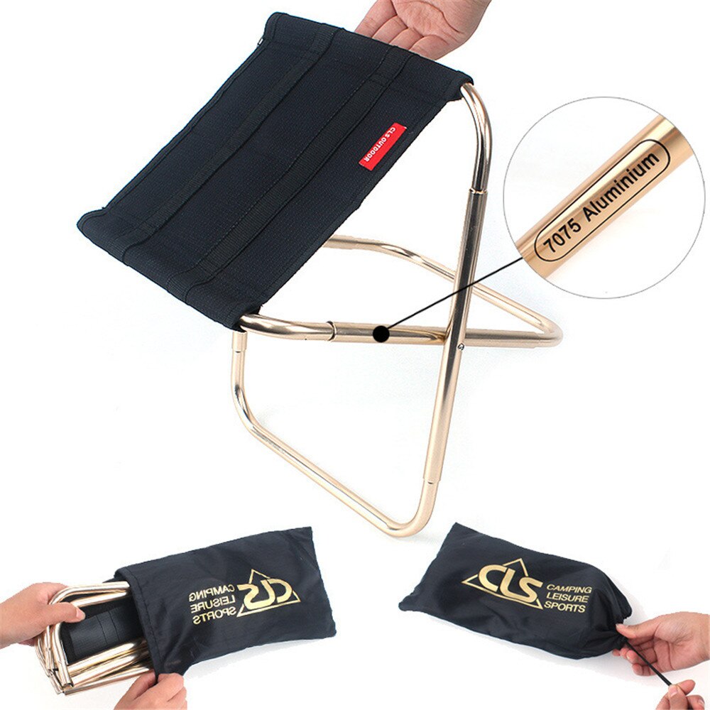 Aotu-Sillas de pesca plegables de aluminio, silla de pescar al aire libre portátil, asiento, equipo de pesca, sillas de Camping
