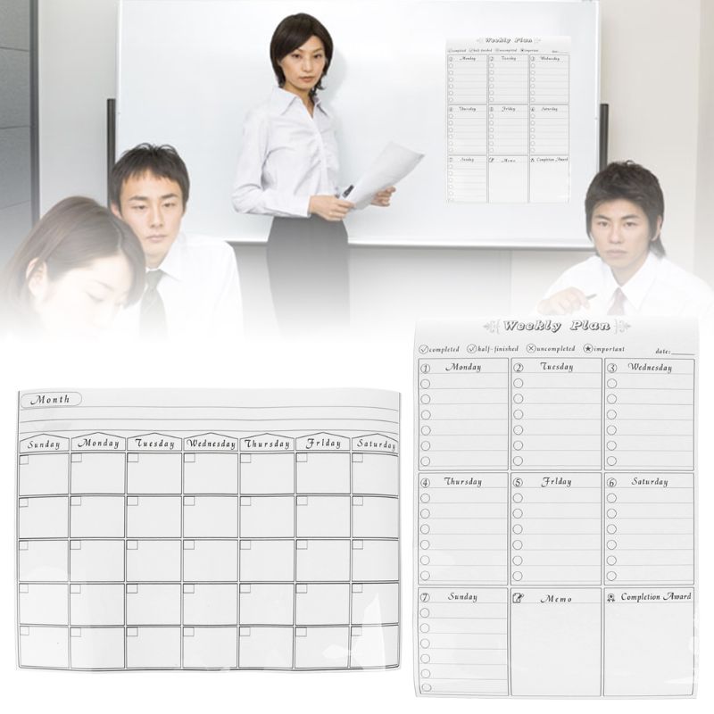 Calendario con pegatinas magnéticas para pared de frigorífico, planificador mensual, pizarra blanca, borrado para cocina, 42x30cm
