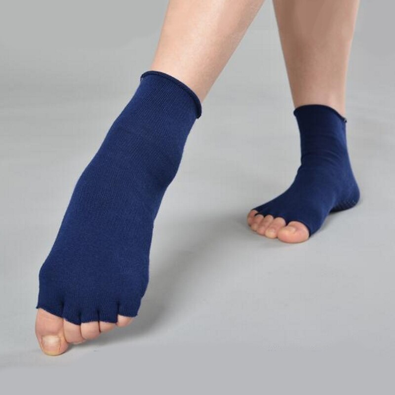 1 Pair Half Toe Yoga Socks Peep Toe Anti-Slip Pilates Ankle Grip Durable Five Fingers Socks
