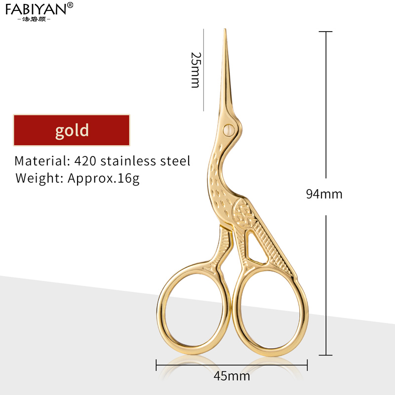 Tesoura de beleza retrô de aço inoxidável, aparador de maquiagem, cílios, nariz, removedor de pelos faciais, tesoura de unhas, ferramentas de costura: Dourado