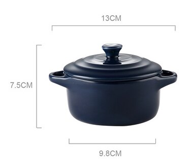 230ml Ceramic Porcelain Soup Bowls with Lid and Handle Cereal Bowls Serving Bowls for Soup Rice Noodle Salad Ramen: Deep blue