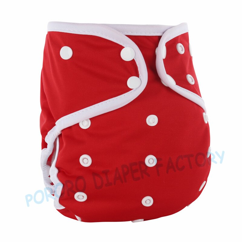 PORORO all in one baby cloth diaper with bamboo inserts, waterproof PUL AIO size adjustable nappies with white color binding: 303