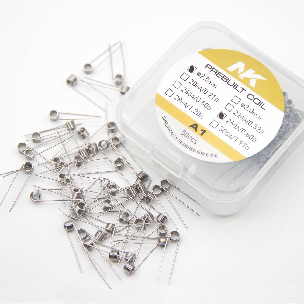 50 Pcs Gereinigd Coils Premade Nk A1 Ni80 Ni70 Awg 20 22 24 26 28 30 Voor Rda Rta rba Rebuilder Prebuilt Coils