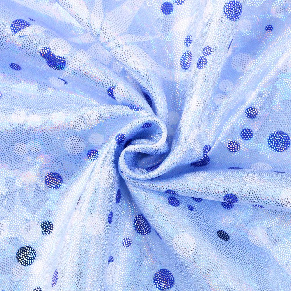 BAOHULU Blue Girls Leotards for Gymnastics Ballet Sequins Mesh Long Sleeve Toddler Bodysuit Kids Teens Acrobat Competition Suits