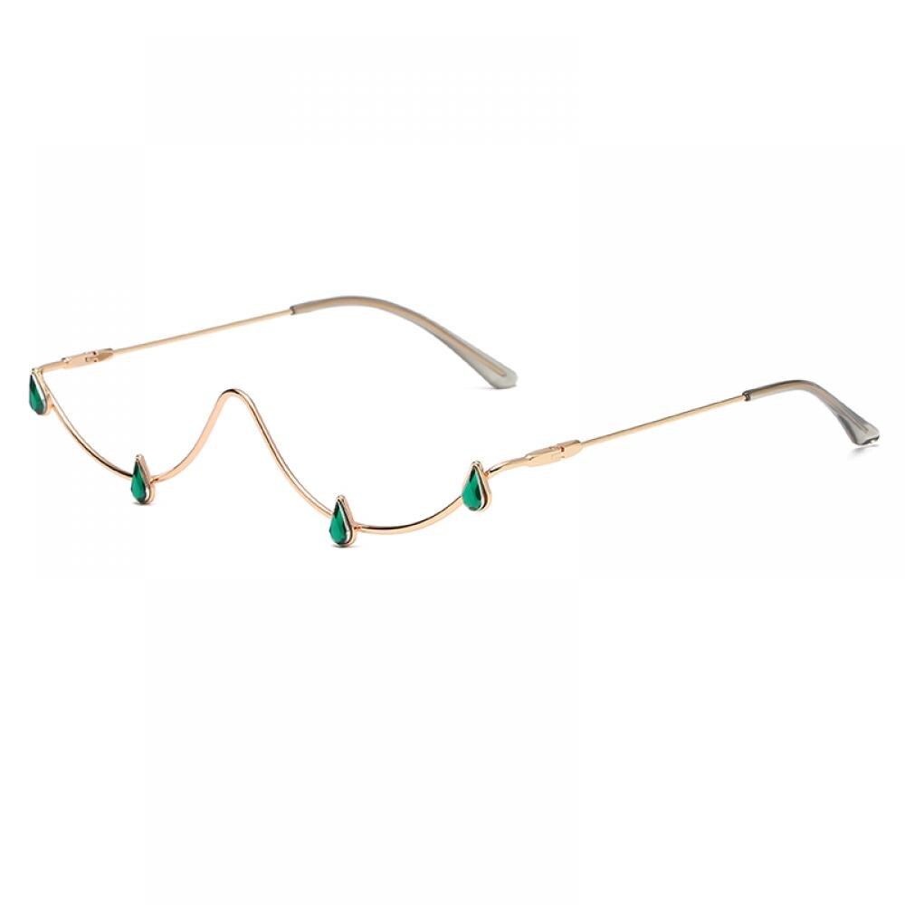 Diamond Glasses Frame Women Luxury Crystal Rhinestone Lensless Eyeglasses Water Eyewear Decoration