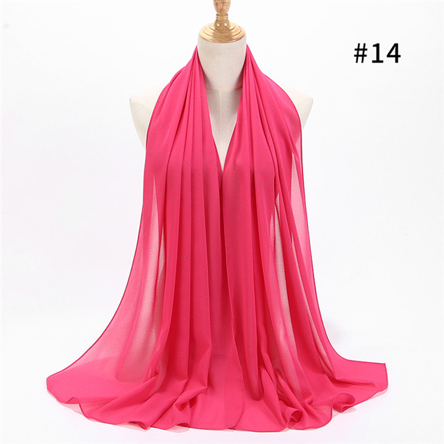 Vrouwen Vlakte Bubble Chiffon Sjaal Wrap Gold Shinny Glitter Effen Kleur Sjaals Hoofdband Moslim Hijaabs Sjaals/Sjaal: color 14 rose