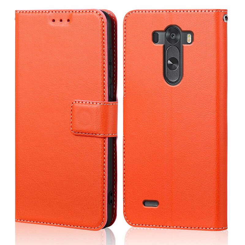 Siliconen Flip Case Voor Lg Optimus G3 D855 D850 Luxe Wallet Pu Leer Magnetische Telefoon Zakken Gevallen Voor Lg G3 met Kaarthouder: Orange