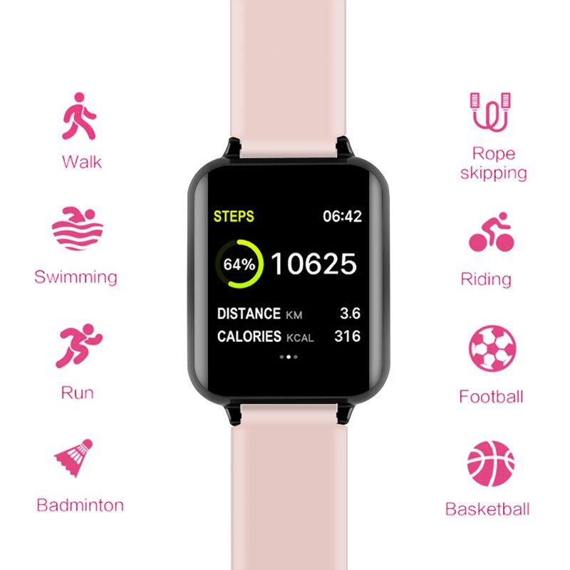 B57 smart ur ip67 vandtæt smartwatch pulsmåler flere sportsmodeller fitness tracker mand kvinder bærbare