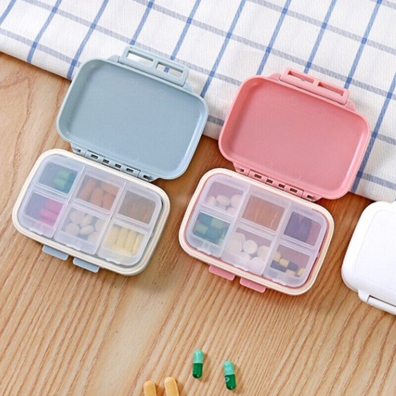 Portable 6-Grid Small Medicine Box Mini Medicine Storage Box Sealed Portable Medicine Box Travel Pill Box