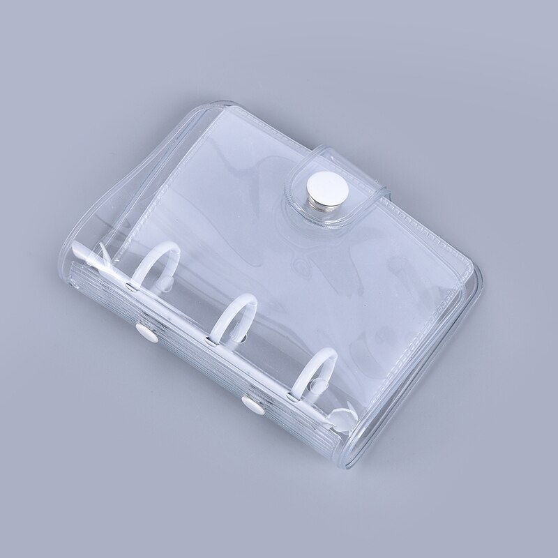 1pc Student Portable Notebook ring binder Kawaii School Supplies Cute Transparent 3 ring Mini Loose-leaf Hand Book: White