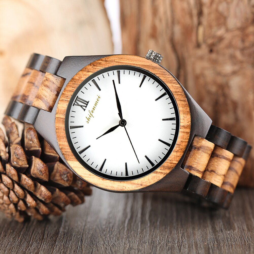 Shifenmei Holz Uhren Herren Gravur Männer Sport Uhren Quarz Armbanduhr Brauch Holz Uhr Relogio Masculino