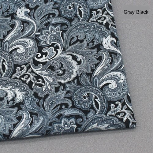 Wide 58" 100% Cotton Poplin Pteris Printed Fabric Scarf Garment Shirt Material By the Half-Yard: Black grey