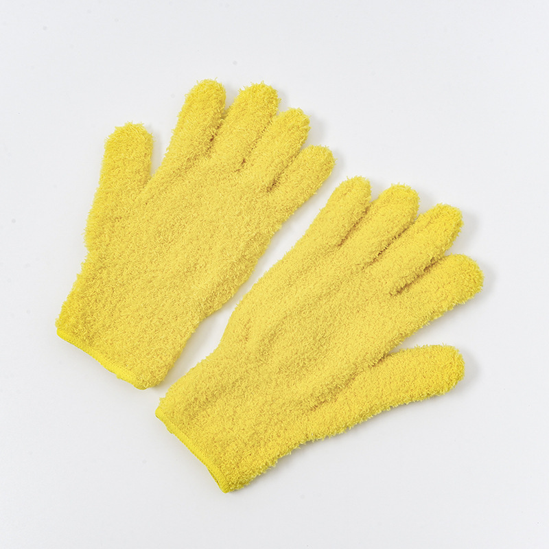 Gants anti-poussière en microfibre, 1 paire, en molleton de corail, pour le nettoyage et les travaux ménagers, absorbant: Yellow