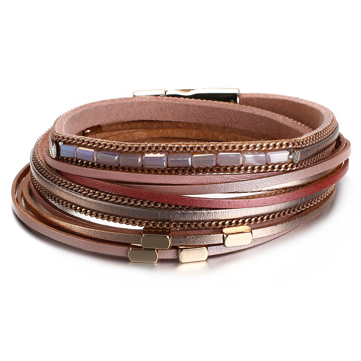 FLASHBUY Simple Women Leather Bracelet Vintage Bohemian Charm Multiple Layers Wristband Bracelet Costume Jewellery: 6