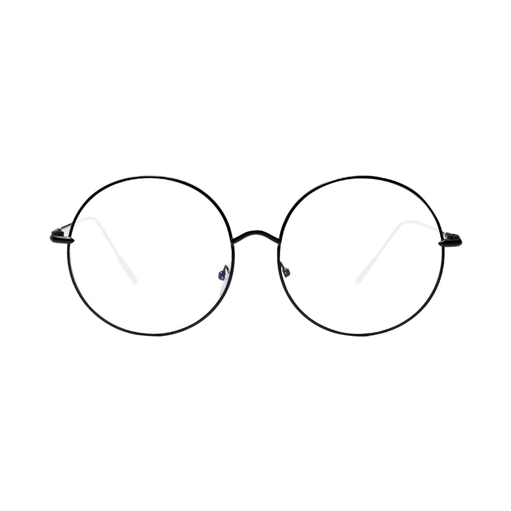 Women Metal Sunglass Eyewear Accessories Oversized Frames Round Frame Clear lens Women's Glasses Eyeglasses Femme: BK