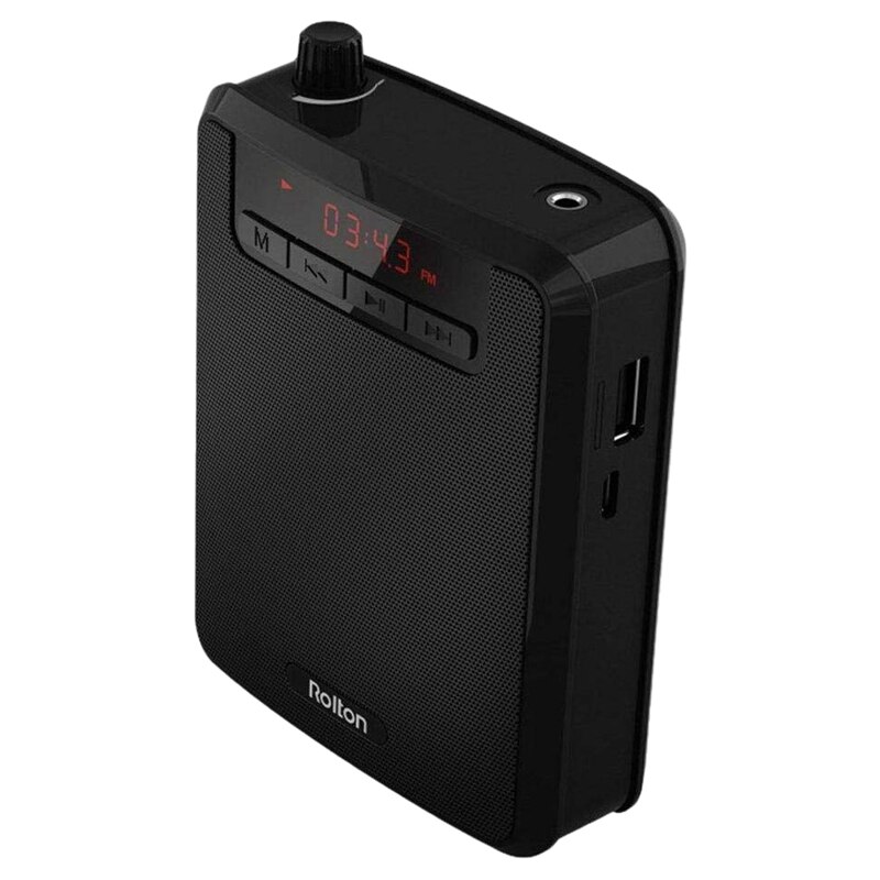 Rolton k300 megaphone portátil amplificador de voz banda cintura clipe suporte fm rádio tf mp3 alto-falante power bank guias turísticos, professores