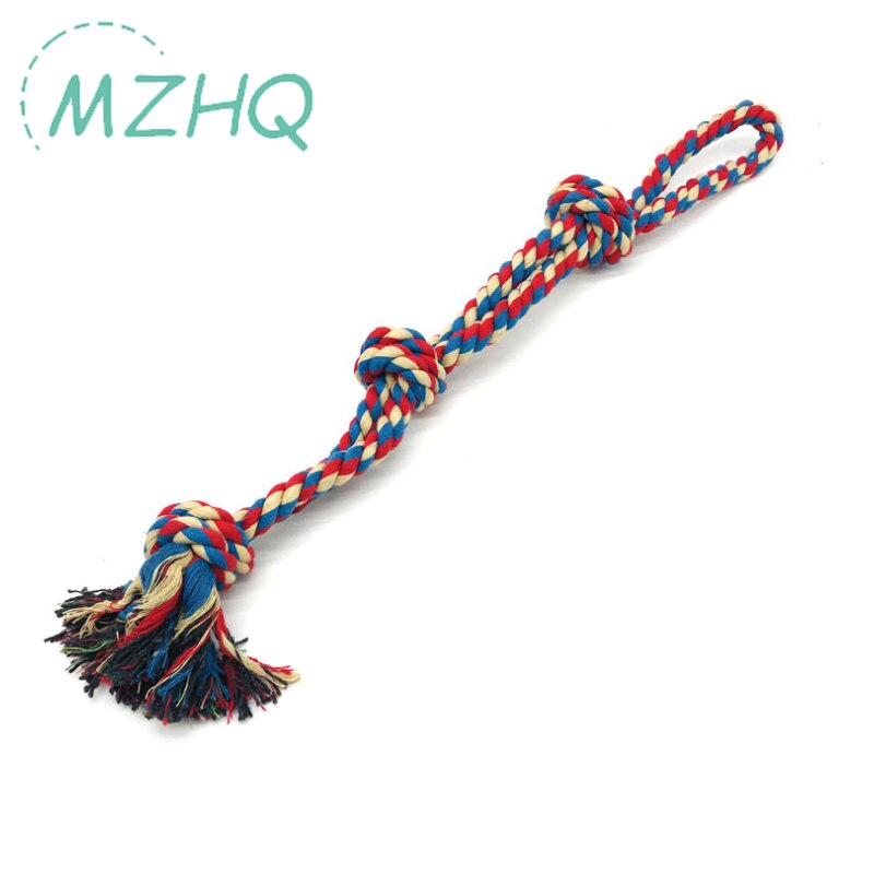 Cuerda de algodón interactiva para perros grandes, juguete portátil de 3 nudos, 58cm, 1 unidad La cuerda de mordida mide 58 cm de largo, el nudo tiene 7 cm de grosor y pesa alrededor de 365 gramos. Es adecuado para jue: QZM131-Red yellow