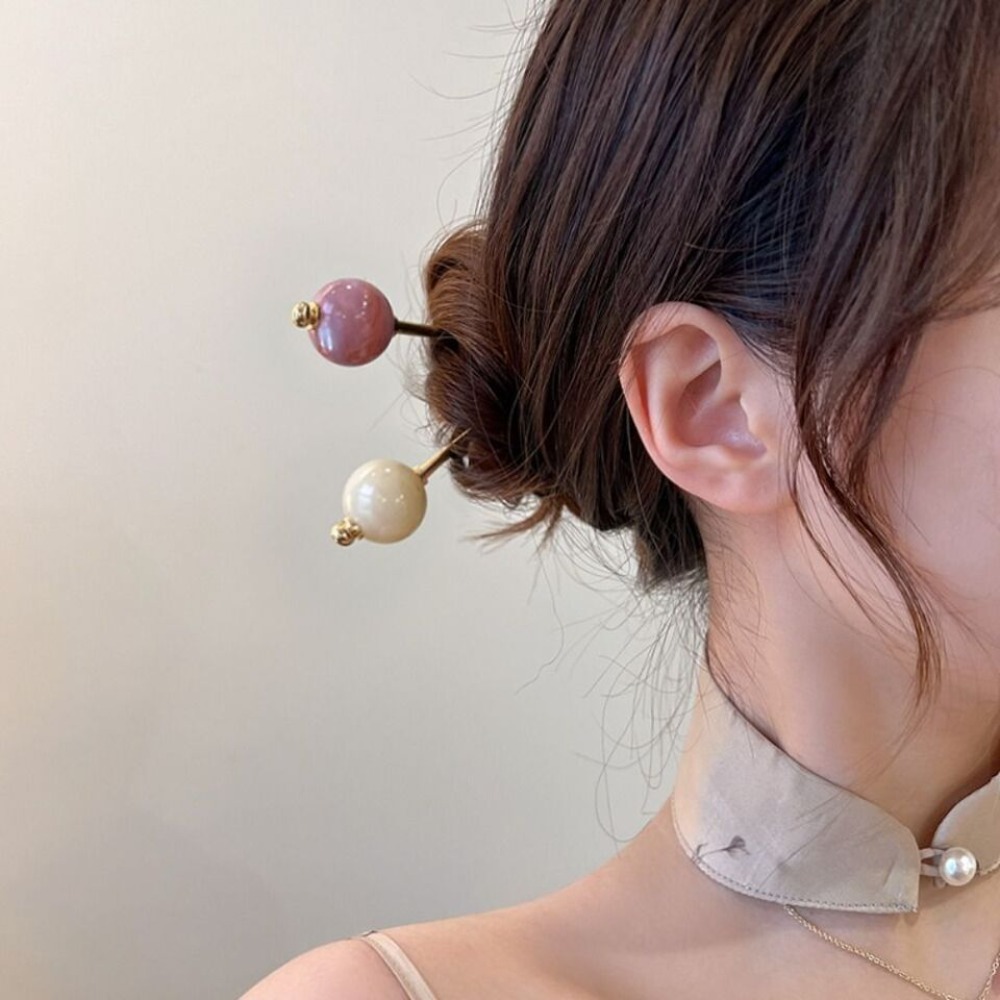Modern Chinese Style Round Ball Metal Hairpin Fresh Alloy Panfa Artifact Simplicity Advanced Sense Hair Clip Headdress Stick