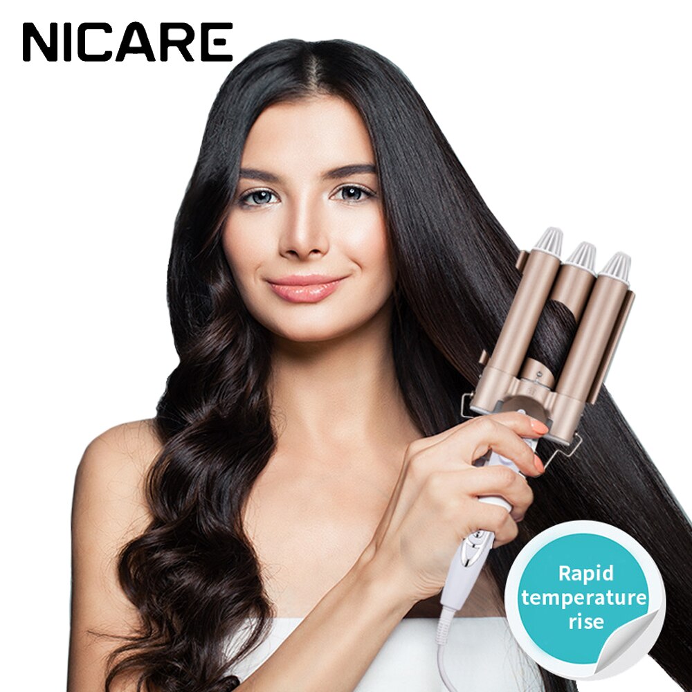 Nicare Professionele Haar Krultang Keramische Triple Barrel Ei Roll Haar Waver Haar Krulspelden Elektrische Curling Wand Styling Tools