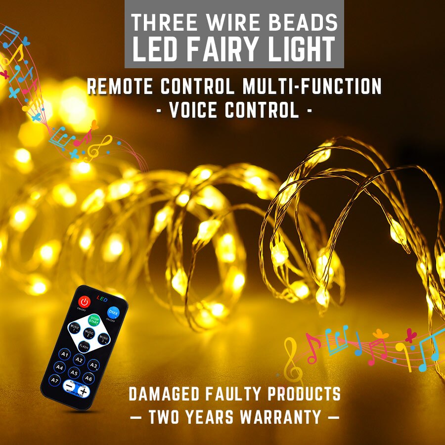 145CM LED Fairy Light Music Control Remote Control Multifunction Led String Light Lamp 6*20LEDS Waterproof Christmas LED