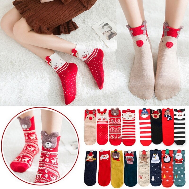 Christmas socks elk animal ears autumn and winter cotton sweet socks For year