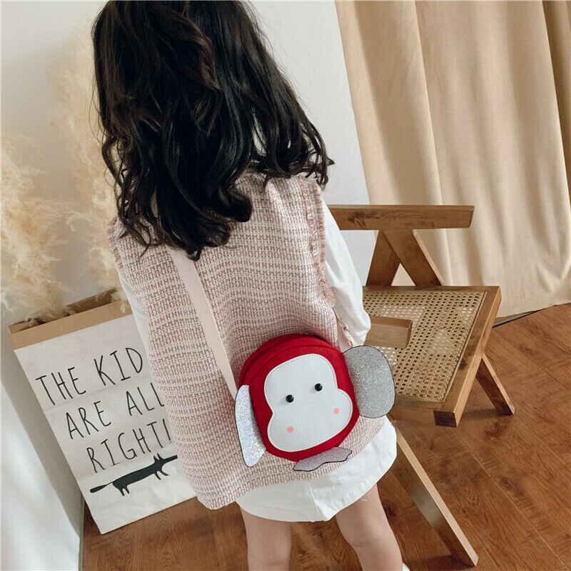 Girls Cute Animal Monkey Shoulder Bag Child Round Messenger Crossbody Handbag Baby Kids Cartoon Mini Coin Purse