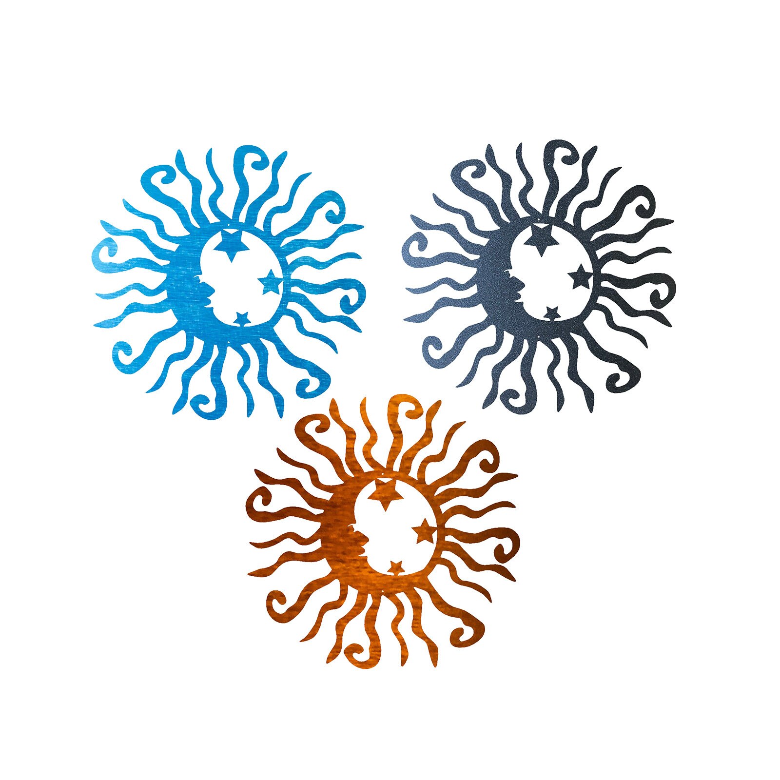 Moon Shape Wall Decoration Metal Wall Art Steel Outdoor Decor Active Metal Reflective Wall Decor Sticker D02: A