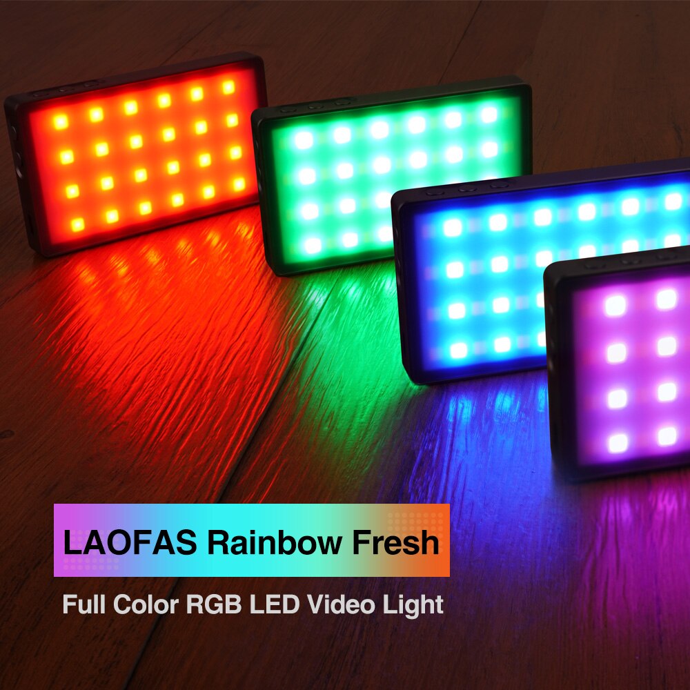 LAOFAS-miniluz LED para vídeo, luz de relleno portátil a todo Color, arcoíris Fresh RGB 2500K-8500K, para estudio de grabación de cámara