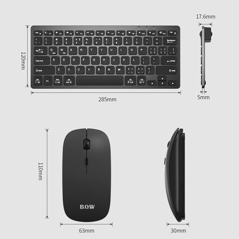 B.O.W Small Rechargeable Keyboard Bluetooth , Keyband and Mouse Wireless Combo For Computer, Laptop, Tablet